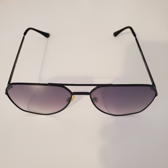 Forever 21 Modern Geometric Purple Ombre Black Wire Frame Aviator Sunglasses - Picture 4 of 9